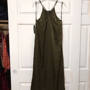 Lulus Olive Midi Dress with side slit